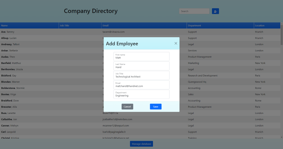 Company Directory demo image