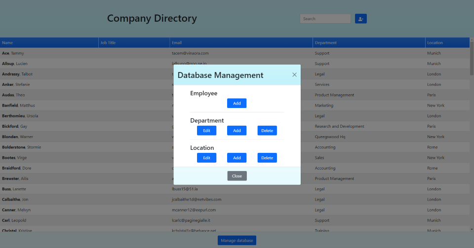 Company Directory demo image